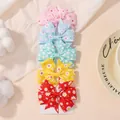Lot de 5 jolies pinces à cheveux avec nœuds en ruban gros-grain à imprimé marguerite - Ensemble Couleurs Mixtes D (FJ039-5D)