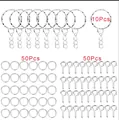 Kit porte-clés DIY avec 10 anneaux, 50 anneaux ouverts et 50 vis à œillet - Argent (1371)