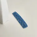 Mini blue and white patterned acetate hair comb with wide teeth for anti-static use - Blue Patterned