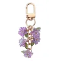 Sweet purple flower keychain with gold lobster clasp charm for handbags and keys - Purple Lily D-Buckle (Double Petals)