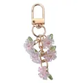 Sweet pink iridescent flower keychain charm with a gold clasp for stylish bag decoration - Pink Lily D-Buckle (Double Petals)
