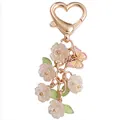 Porte-clés doux en forme de cœur avec fleurs en résine pastel et breloque papillon - Fleur Double Rose (Doubles Pétales)