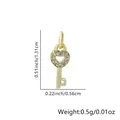 Small gold-plated heart-shaped key pendant with sparkly CZ stones for DIY jewelry designs - 23