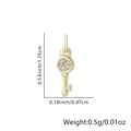 18k gold plated copper key charm pendant with clear cubic zirconia for jewelry DIY - 16