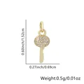 18k gold-plated sparkling key pendant for DIY jewelry making, measures 0.60 inches. - 19