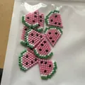 Handmade MIYUKI glass seed bead watermelon slice charms for DIY summer jewelry making - Watermelon