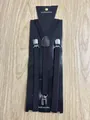 Adjustable black elastic suspenders for boys with durable metal clips for pants. - 16 Coffee