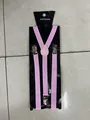 Pink elastic boys suspenders with adjustable anti-slip metal clips for formal shirts - Pink