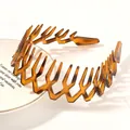Cerchietto ondulato a zigzag tartarugato marrone con denti per lo styling dei capelli - Fascia Per Capelli A Forma Di Diamante - Ambra