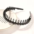 Cerchietto ondulato nero con denti per lo styling della frangia e per il trucco - Fascia Per Capelli Nera Lucida