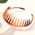 Cerchietto a pettine a onde color ambra per donna, accessoire per capelli antiscivolo chic - Fascia Per Capelli In Pizzo - Ambra