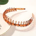 Cerchietto ondulato tartarugato con denti per acconciature - Fascia Liscia Per Capelli - Ambra