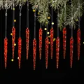 12PCS red acrylic icicle ornaments with crushed ice texture for Christmas tree - 12PCS Red Icicle Pendants