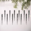 Set of 12 transparent grey acrylic icicle ornaments for Christmas tree decoration - 12PCS Black Icicle Pendants