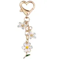 Sweet heart lobster clasp keychain with white and blue enamel daisy flower charms - White Small Flower with Lily