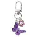 Sweet purple butterfly and pink flower metal keychain with silver lobster clasp pendant - Purple Dotted Butterfly
