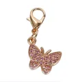 Cute butterfly lobster clasp charm featuring pink rhinestones and gold-plated finish - Pink Zircon Butterfly