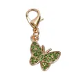 Elegant gold butterfly charm featuring sparkling green rhinestones and a secure lobster clasp. - Green Zircon Butterfly