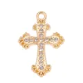 Eleganter vergoldeter Kreuzanhänger mit glänzenden Strasssteinen für DIY-Schmuck - Prachtvoller Strass Kreuz Stil (px1289-12)