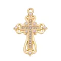 Prunkvoller goldener Legierung Kreuzanhänger mit glitzernden Steinen und Perlen für DIY - Barock Perlen Hohlkreuz Stil (px1289-13)
