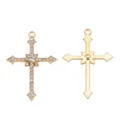 Vergoldeter Kreuzanhänger mit Strasssteinen für DIY Schmuckherstellung und Halsketten - Barockstil Strass Kreuz Stil (px1289-14)
