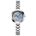 Elegant women's silver alloy chain watch with a blue mother-of-pearl dial and quartz movement - Silver Strap Dark Blue Dial