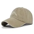Classic khaki baseball cap featuring minimalist white mountain embroidery on the front - Adjustable / Classic Style / Khaki (CB343-5)