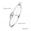 Professional silver stainless steel evil eye bangle with sparkling crystals and 58mm diameter - Silver