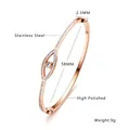 Rose gold stainless steel evil eye bangle featuring polished finish and paved crystal - Rose Gold