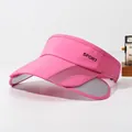Pink women's sports sun visor with a retractable brim and breathable mesh side panels - Adjustable / Rose Red