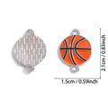 Basketball enamel charm with double loops for DIY jewelry making, 2.1x1.5cm dimension. - A8-499/21*15mm/0.92g (lightweight)