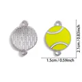 Enamel tennis ball double-loop connector charm for DIY jewelry making, size 1.5x2.1cm - A8-505/21*15mm/0.84g (lightweight)