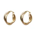 Elegant chunky twisted gold hoop earrings with 925 silver needle for vintage style - Twisted Ribbon Hoop Earrings - A2791 Gold