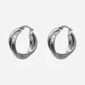 Elegant retro silver double layer twisted geometric hoop earrings with 925 silver needle - Twisted Ribbon Hoop Earrings - A2791 Silver