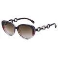 Stylish women's cat-eye polarized sunglasses with gradient frames and chain-link temples - C6 Polarized Gradient Tea to Grey