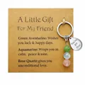 Stainless steel beaded gemstone keychain with "You've got this" charm on gift card - 4036