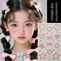 Self-adhesive ballet pink rhinestone face stickers featuring hearts and star shapes - Hollow Ballet White
