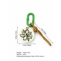 Runder Anhänger mit Blumenmuster und grünem Karabiner für DIY-Taschenkette Zubehör - Lotus-Anhänger