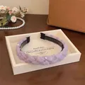 Elegant purple braided velvet fabric headband with sequins for women - Purple Sequin Braided Style