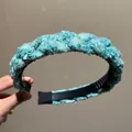 Elegant teal braided fabric headband with sparkling sequins for women winter hair accessory - Green Sequin Braided Style