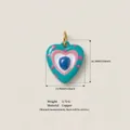 Turkoois hart emaille hanger met roze stippen, koperen basis, gouden sieradenaccessoire - Nr.8 Blauwe Stip Hanger (Hanger Zonder Ketting)