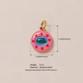 Roze ronde roestvrijstalen hanger met groen accent en 18K vergulde ring voor sieraden - Nr.10 Kleine Roze Hanger (Hanger Zonder Ketting)