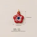 Rode emaille bloem hanger met gedetailleerde afmetingen en koperen specificaties - Nr.14 Kleine Chrysant Hanger (Hanger Zonder Ketting)