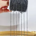 Durable gunmetal flat bar and circular link metal chain on a spool for DIY jewelry - 1 Meter/Pack / Black