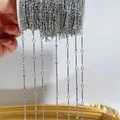 Silver DIY metal chain spool for handmade necklaces and bracelets jewelry accessories - 0.5 Meters/Pack / Faceted Stick Link / White K/Silver