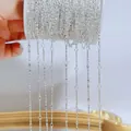 Silver DIY jewelry metal chain featuring a bar and oval link design for crafts - 0.5 Meters/Pack / Faceted Stick Link / Silver
