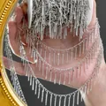 Premium silver metal fringe chain with flat bar drops for DIY jewelry making accessories - 0.5 Meters/Pack / Hanging Stick Lace Tassel Chain / White K/Silver