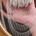 Silver plated flat stick fringe metal chain for custom DIY necklace and bracelet making - 0.5 Meters/Pack / Hanging Stick Lace Tassel Chain / Silver