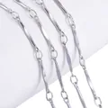 Premium silver plated flat bar and round link metal chain for DIY jewelry craft making - 0.5 Meters/Pack / White K/Silver