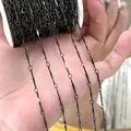 Elegant black gunmetal flat bar and round link metal chain for DIY jewelry and accessory making - 0.5 Meters/Pack / Black